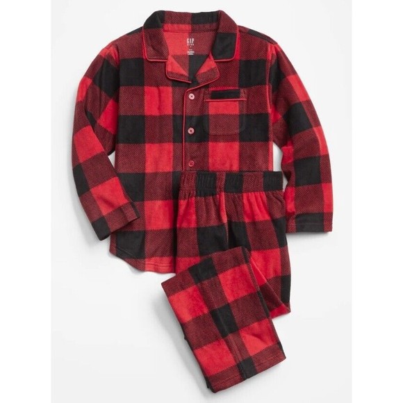 GAP Other - GAP Kids Boys NEW Sz 4 Black Red Plaid Long Sleeve 2 Pc Pajama PJs